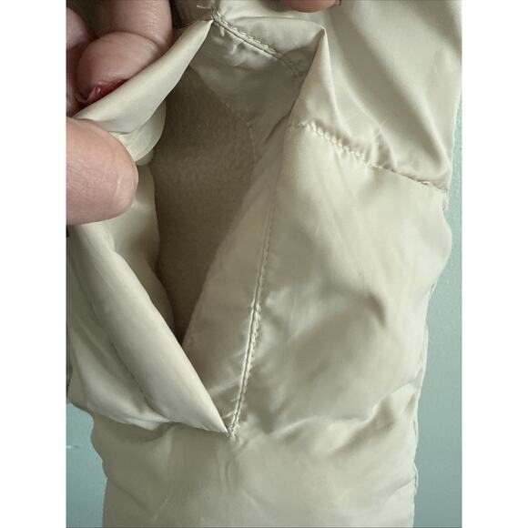 New Balance Puffer Vest Zip Jacket Hooded Beige Mens Poly Windbreaker Sz M - Picture 4 of 6